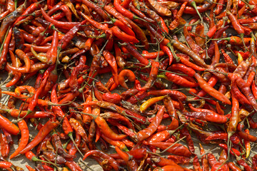 Fototapeta premium Full frame shot of dried chili peppers