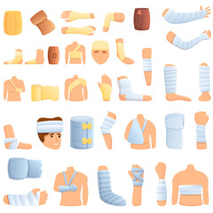 Bandage icons set. Cartoon set of bandage vector icons for web design