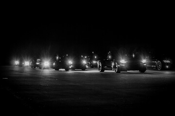 racecars at night