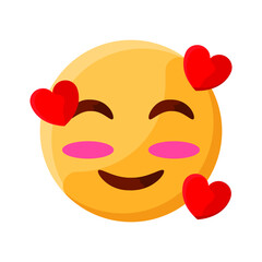 Fototapeta premium Smiling Blushing in Love Face Emoji Illustration Creative Design Vector