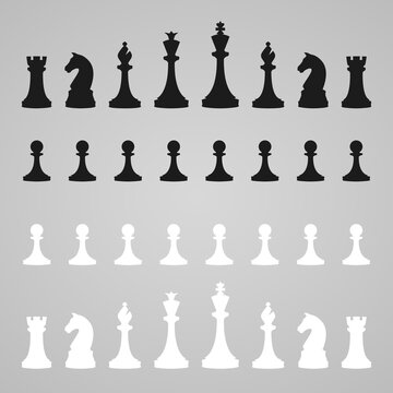 Vector silhouettes of a set of standard chess pieces