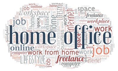 Home office word cloud isolated on a white background