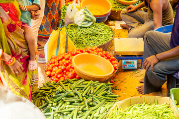 india goa outdoor fresh bazar with clients