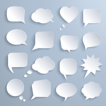 Set of speech bubbles with shadows on the gray background. Vector illustration. Eps 10.