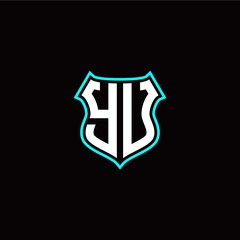 Y U initials monogram logo shield designs modern