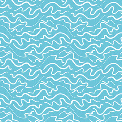 Sea water surface seamless vector pattern texture. Simple waves surface print design for fabrics, stationery, textiles, gift wrap, and packaging.