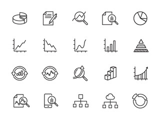minimal diagrem line icon set