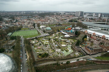 view of some parts of Brussels Belgium seen from the Atomium tower.