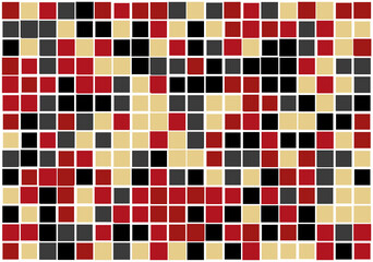 Mosaic from vector squares with trendy red and yellow colors and different sized borders in shades of red for web, cover, wrapping paper, art, etc. backgrounds