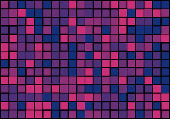 Mosaic from vector squares with trendy red  and pink colors and different sized borders in shades of pink for web, cover, wrapping paper, art, etc. backgrounds