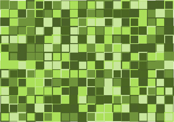 Mosaic from vector squares with trendy green colors and different sized borders in shades of green for web, cover, wrapping paper, art, etc. backgrounds
