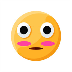 Flushed Face Emoji Illustration Creative Design Vector