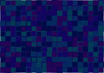 Mosaic from vector squares with trendy blue colors and different sized borders in shades of blue for web, cover, wrapping paper, art, etc. backgrounds
