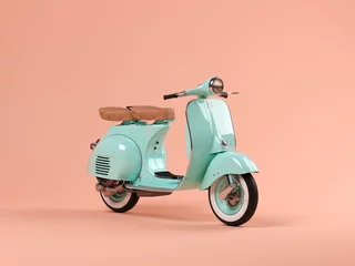 Foto op Plexiglas Blue scooter on pink background 3 D illustration © Dmitry Berg