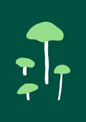 Simple inedible abstract mushroom shapes. Cartoon vector illustration