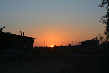 Sunset at village.