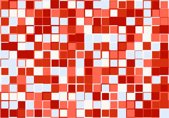 Mosaic from vector squares with trendy red  colors and different sized borders in shades of red for web, cover, wrapping paper, art, etc. backgrounds
