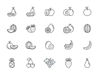 minimal fruit line icon set