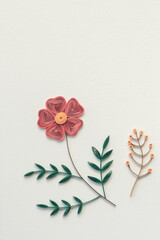 Beautiful flowers designs isolated on white background. Paper quilling,colorful paper flowers. Hand made of paper quilling technique