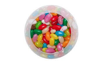 Colorful jelly beans isolated on white.