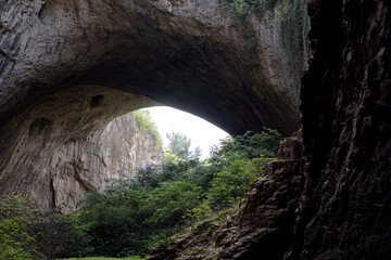 perspective view of the Devetaki cave in Bulgaria