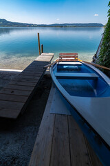 Naklejka premium Rowing Boat at the Kochelsee, Bavaria, Germany