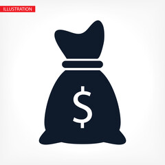 Money bag icon. lorem ipsum Flat Design JPG