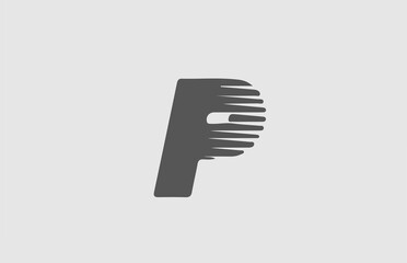 P grey alphabet letter logo icon. Line design for business and company