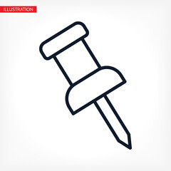 Pushpin line vector. lorem ipsum Flat Design JPG