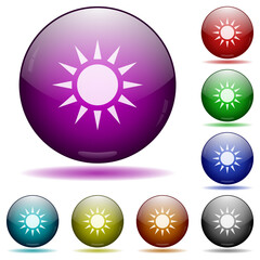 Sun icon in glass sphere buttons