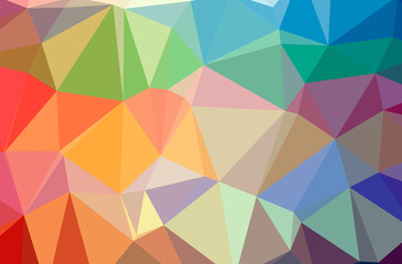 Illustration of abstract Blue, Green, Orange, Pink, Red horizontal low poly background. Beautiful polygon design pattern.