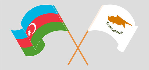 Crossed and waving flags of Cyprus and Azerbaijan