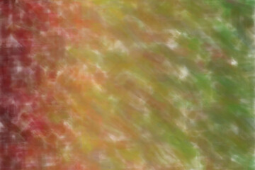 Green and dark red waves watercolor background, digitally created.