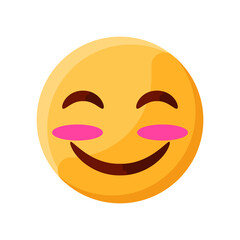 Smiling Blushing Happy Fun Face Emoji Flat Icon Illustration Creative Stylish Design Vector