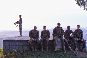 soldiers squad relaxing