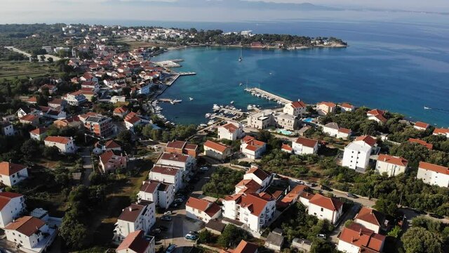 Petrčane, Croatia, Zadar Region Aerial view drone video