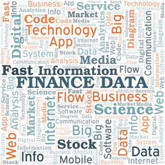Obraz premium Finance Data vector word cloud, made with text only.