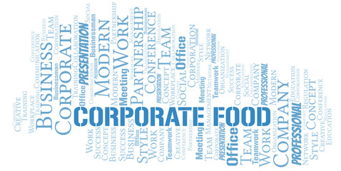 Corporate Food vector word cloud, made with text only.