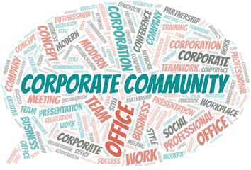 Corporate Community vector word cloud, made with text only.