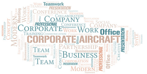 Fototapeta na wymiar Corporate Aircraft vector word cloud, made with text only.
