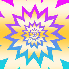 An abstract psychedelic repeating concentric flower shape background image.
