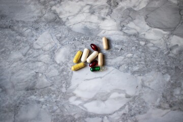 Supplements on Marble Countertop
