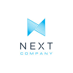 Initial Letter N with Line Wire Pointer or triangles, modern logo design