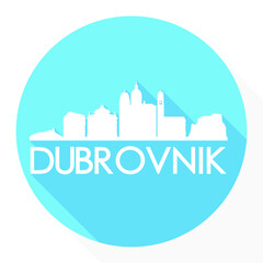 Obraz premium Dubrovnik Skyline Button Icon Round Flat Vector Art Design Color Background.