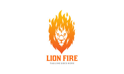 Lion Fire Logo - Flame Lion Head Vector