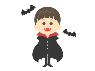 ヴァンパイアのコスプレをした少年のイラスト