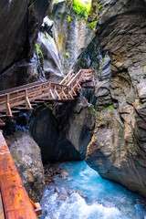 Sigmund Thun Gorge. Cascade valley of wild Kapruner Ache near Kaprun, Austria