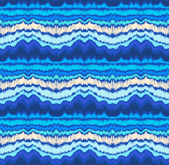 Ikat border. Geometric folk ornament. Ink on clothes. Tribal vector texture. Seamless striped pattern in Aztec style. Ethnic embroidery. Indian, Scandinavian, Gypsy, Mexican, African rug.