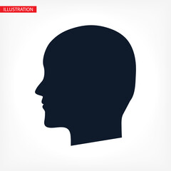 black silhouette vector icon of the profile of the human head.vector icon flat vector vector icon illustration isolated