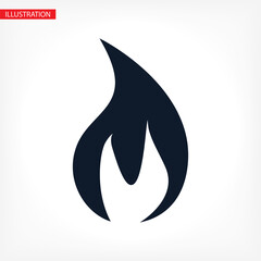 Fire flame icon. Black icon isolated on white background. Fire flame silhouette. Simple icon. Web site page and mobile app design vector